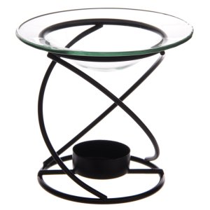 Classic Black Metal Wire Burner With Glass Dish